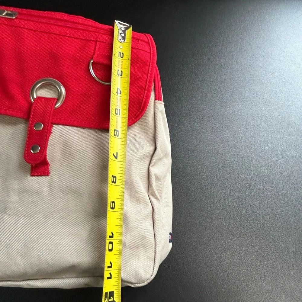 Tommy Hilfiger Vintage Backpack Y2K Tan Red School BTS College Book Bag Colorful